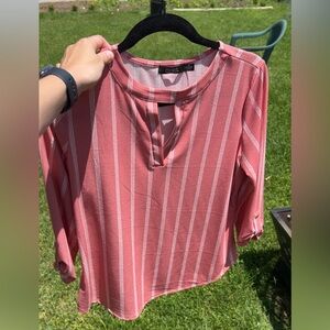 CURE pink Relaxed Blouse with Cut Out Mandarin Collar women’s SMALL